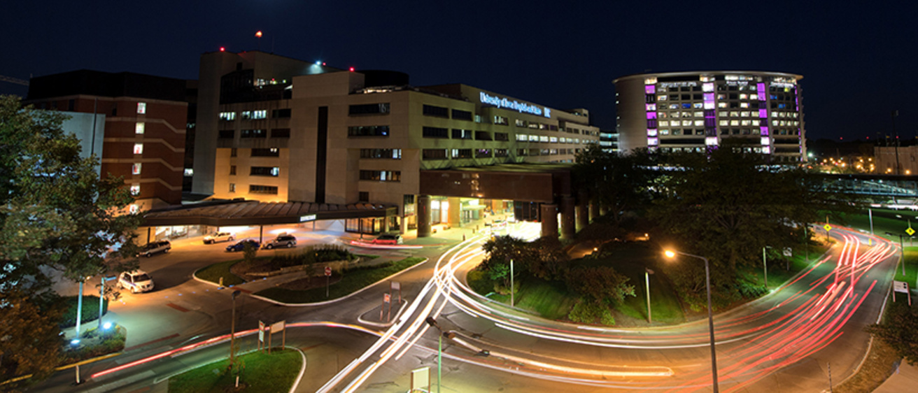 Medical campus at night