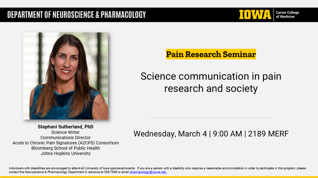 Pain Interest Group Seminar - Stephani Sutherland, PhD promotional image